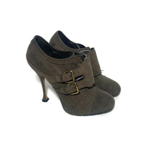 Brian Atwood Shoes - Brian Atwood Double Buckle Heeled Bootie 38/7